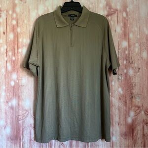 Alfani Taupe Ottoman Ribbed 1/4 Zip Polo Shirt